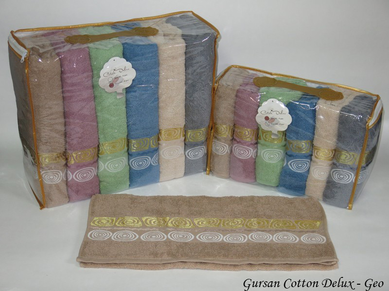 

Набор полотенец для тела Gursan Cotton 70*140 см махровые банные Geo 6шт
