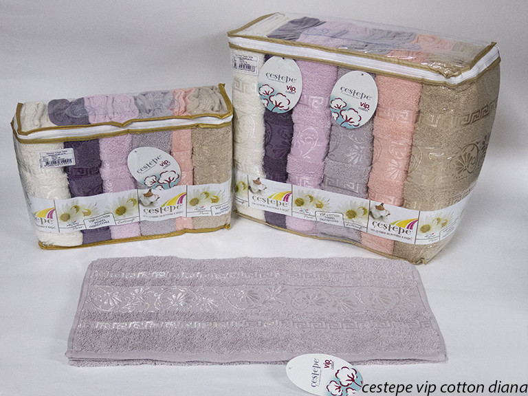 

Набор полотенец для тела Cestepe Vip Cotton 70*140 см махровые банные Diana 6шт