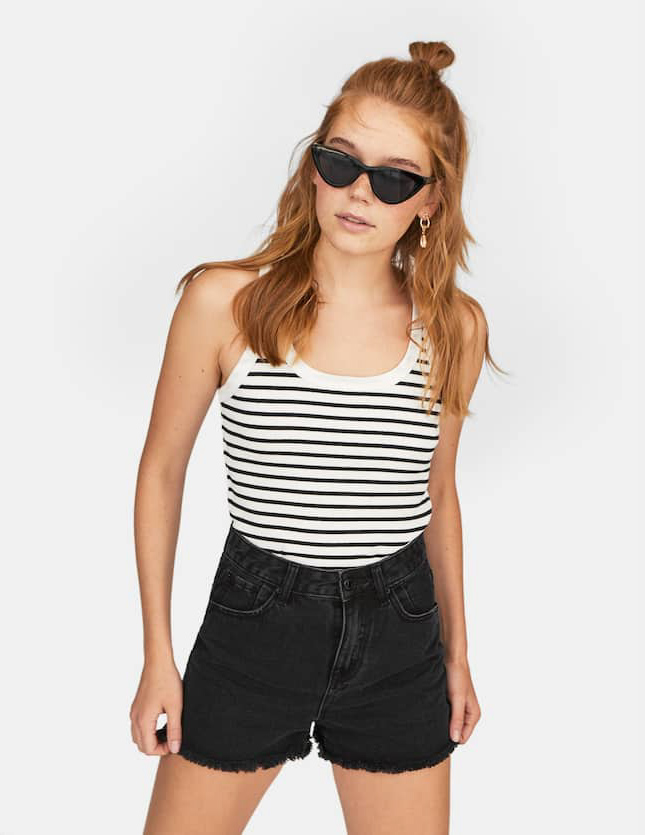 

Майка Stradivarius Ж1063837 (2539/967/003) цвет белый-черный L