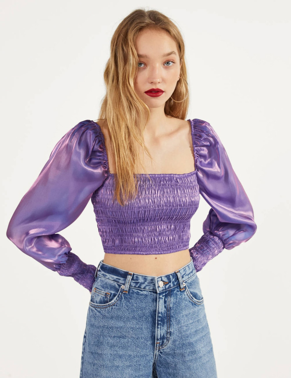 

Блуза Bershka Ж1064538 (2142/187/612) цвет фиолетовый M