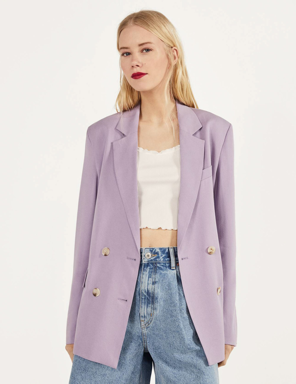 

Пиджак Bershka Ж1064365 (0984/644/612) цвет сиреневый S
