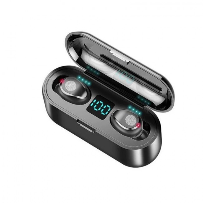 

Беспроводные bluetooth наушники True Wireless F9 TWS с зарядным отсеком 1200 мАч Черные
