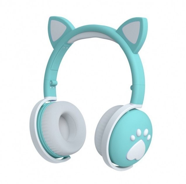

Беспроводные наушники CAT EAR ВК1 детские Зеленые с LED подсветкой и ушками