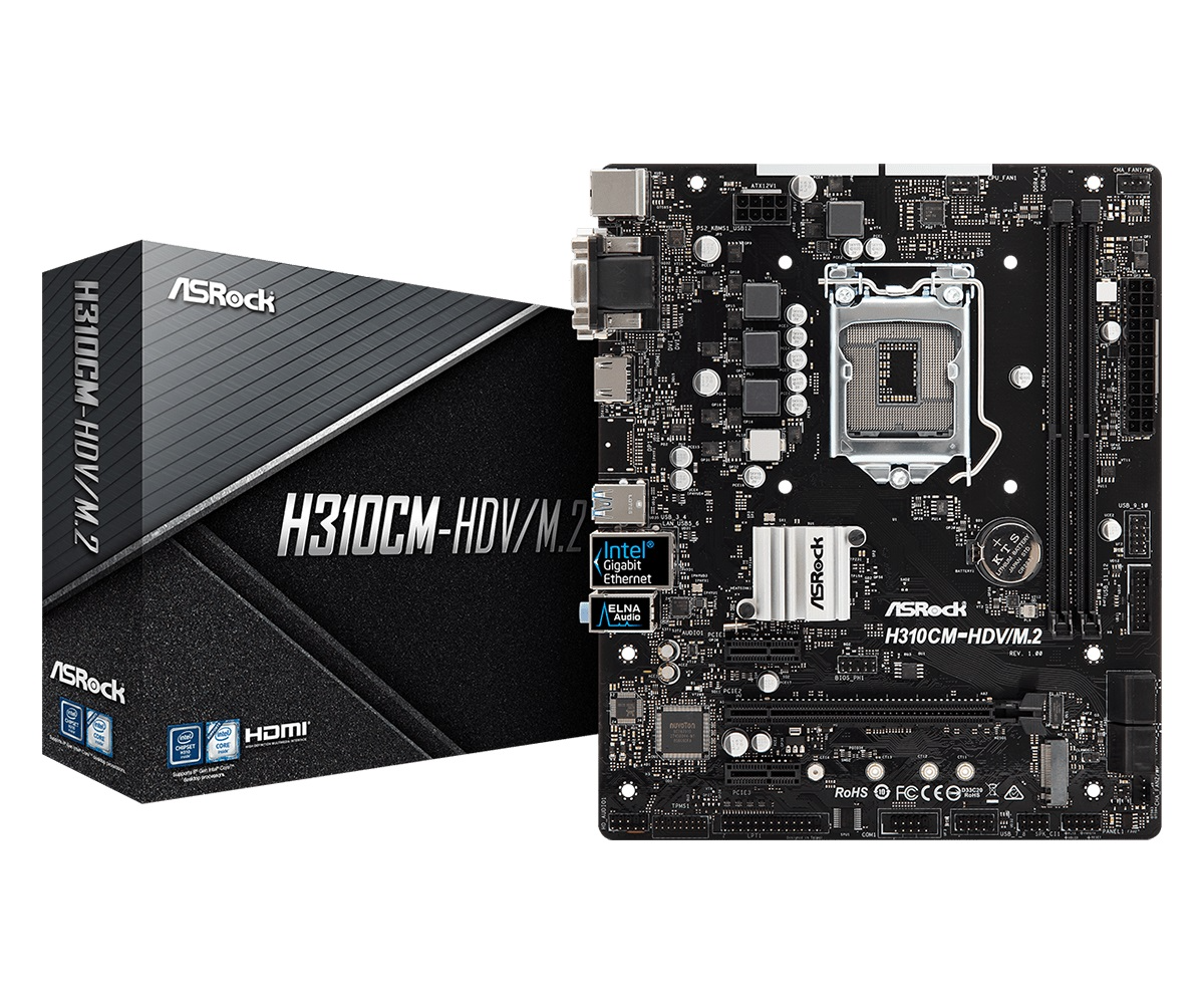 

Материнская плата ASRock H310CM-HDV/M.2 (s1151, Intel H310, PCI-Ex16)