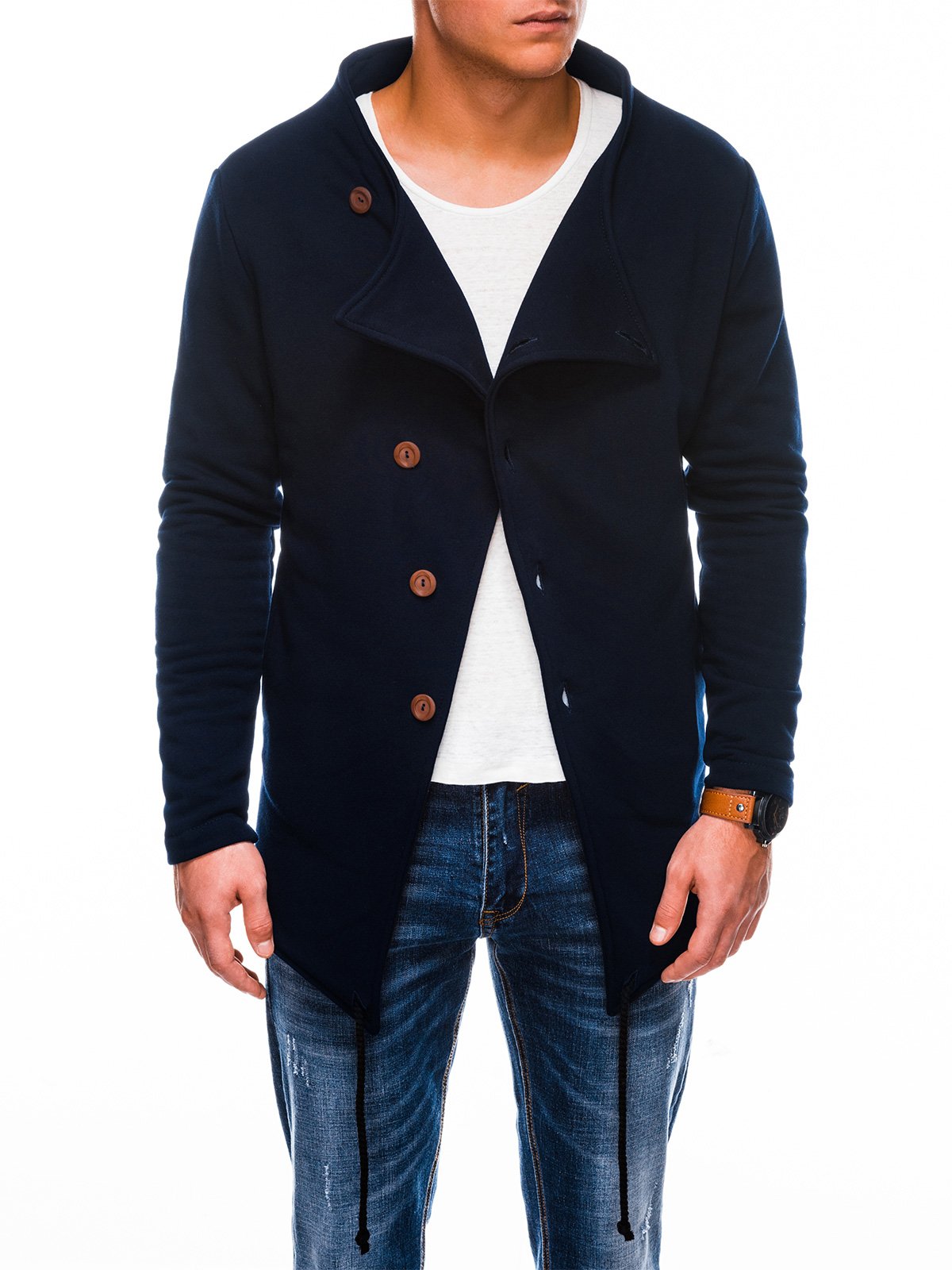 

Толстовка Ombre B310 на гудзиках без капюшона S Темно-синя