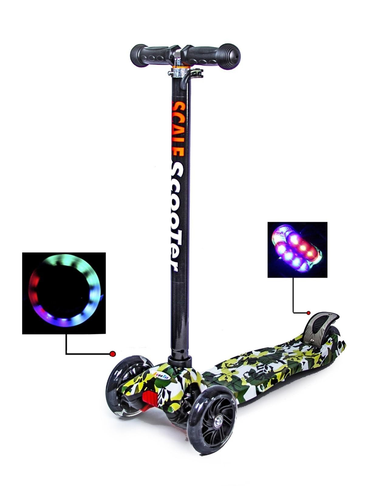 

Самокат Scale Sport Maxi Military чёрный цвет светящиеся колеса