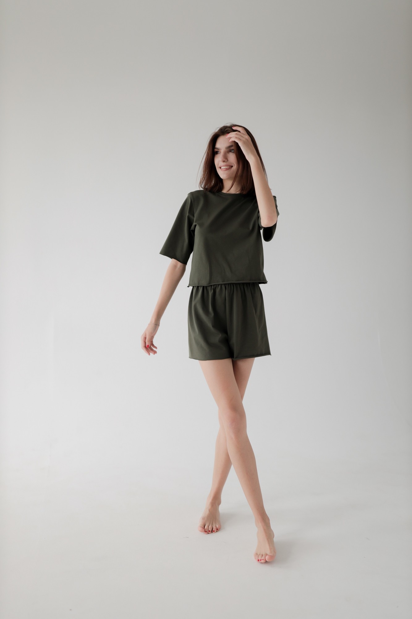 

Хлопковый костюм с шортами VRODLIVA costume cotton XS-S зеленый