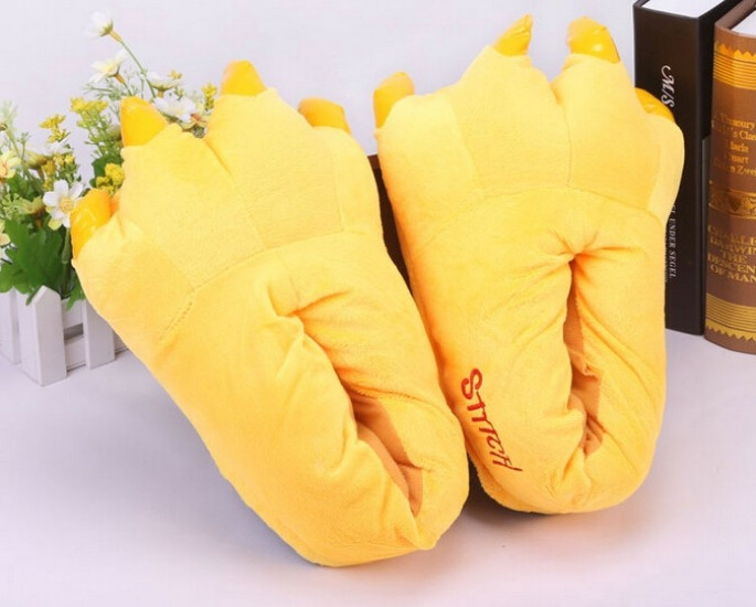 

Плюшевые тапочки кигуруми Лапы Желтые до 39 размера