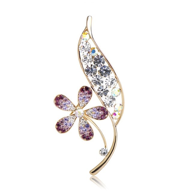 

Брошь женская BROCHE бижутерия с кристаллами Цветы Каландриния фиолетовая BRSF110897