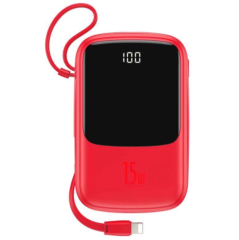 

УМБ Baseus Q Pow Digital Display 3A 10000 mAh (с кабелем Lightning) Red (PPQD-B09)