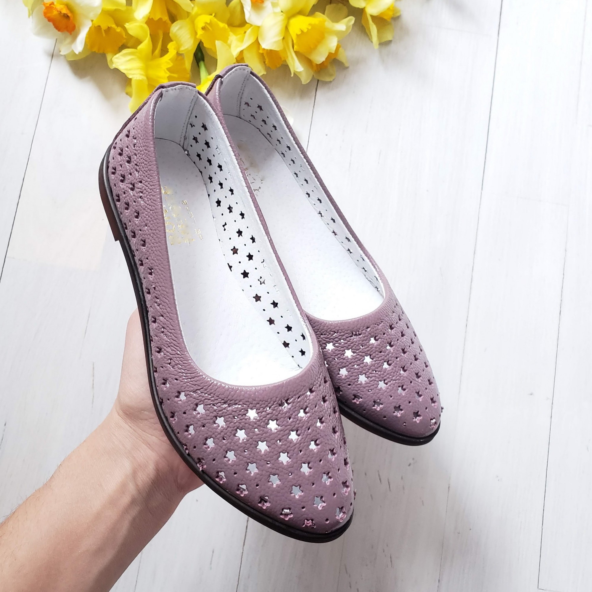 

Кожаные балетки PADUCHINI STAR 41 27 см. Сиреневые