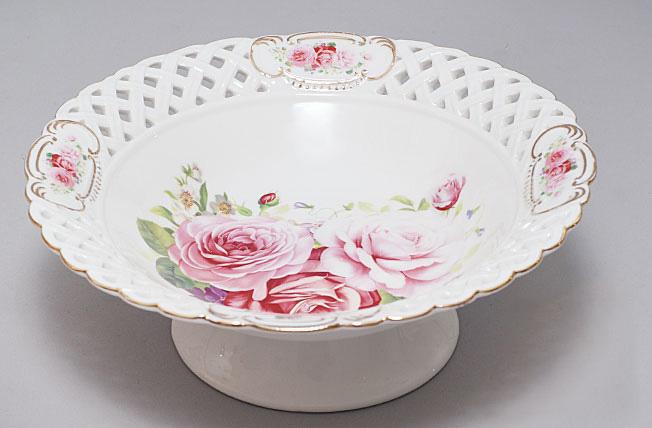 

Блюдо на ноге "Букет роз" Ø24см. Тортовница, фруктовница, конфетница