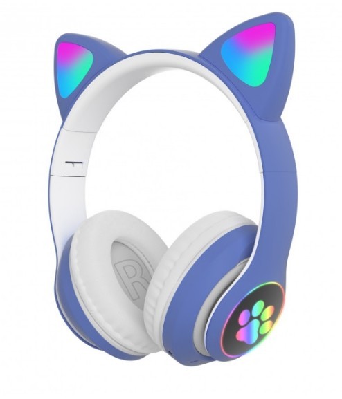

Беспроводные Bluetooth наушники Cat Ear VZV-23M с ушками и LED подсветкой (Синий)