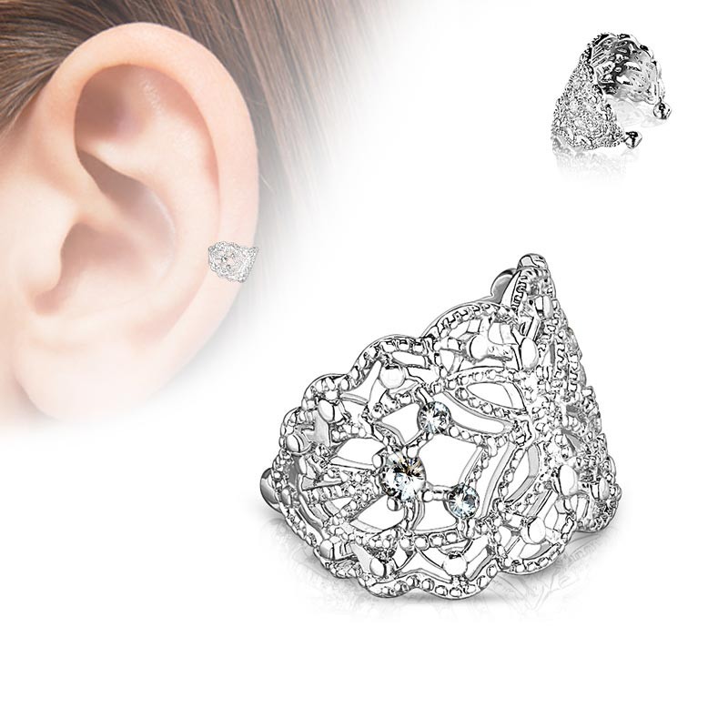 

Кафф из стали без прокола Spikes Ажур EC19427 8044