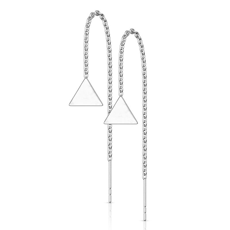 

Серьги протяжки из стали Spikes Треугольник SE3587 8044 серебристый