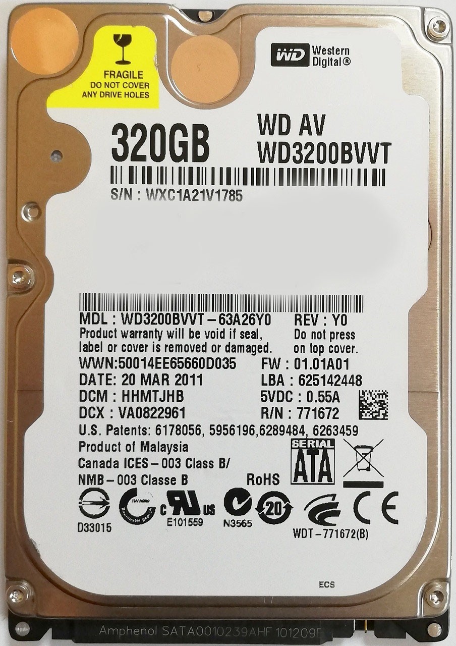 

Жесткий диск Western Digital WD3200BVVT 320Gb Sata II Refurbished