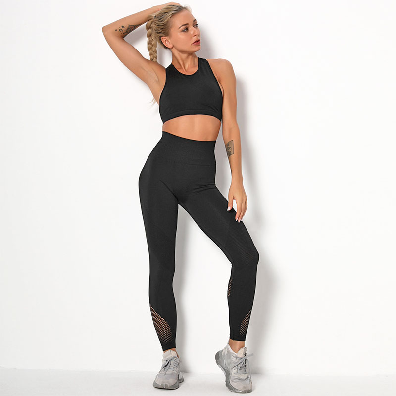

Комплект для фитнеса лосины и топ Lesko 9180 Black M