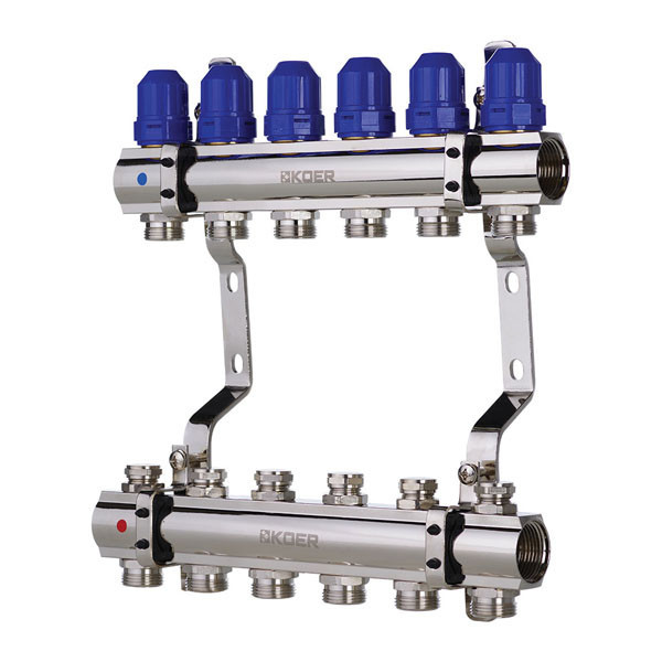 

Коллекторный блок с термостатическими клапанами KOER KR.1100-06 1”x6 WAYS (KR2632) (SR202960)