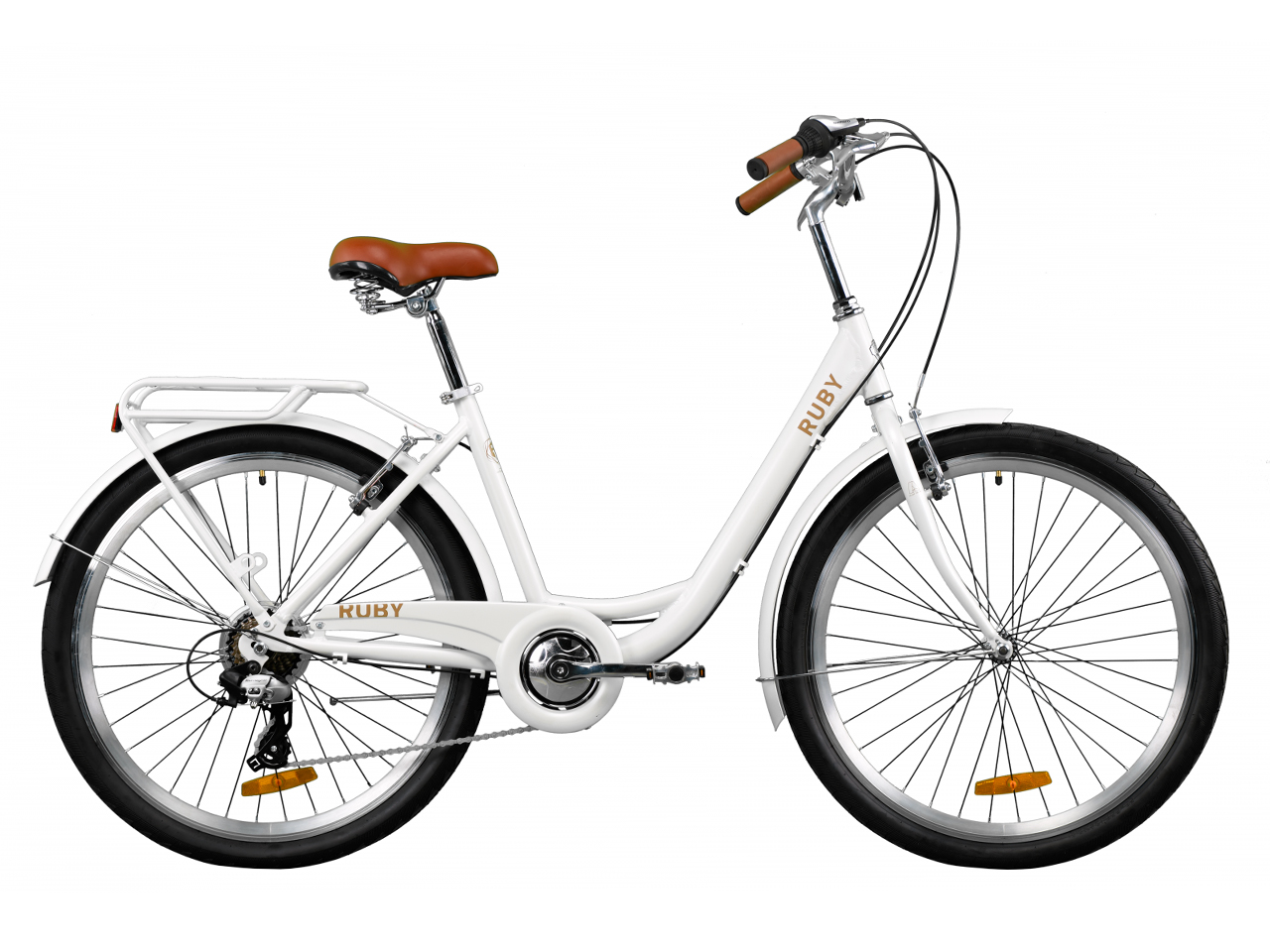 

Велосипед Dorozhnik RUBY AL 26" (рама 17", белый, с багажником, 2020)