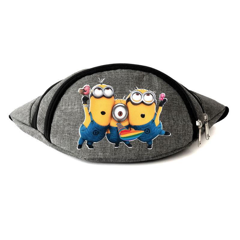 

Сумка Бананка на пояс Миньоны (Minions-001) серая