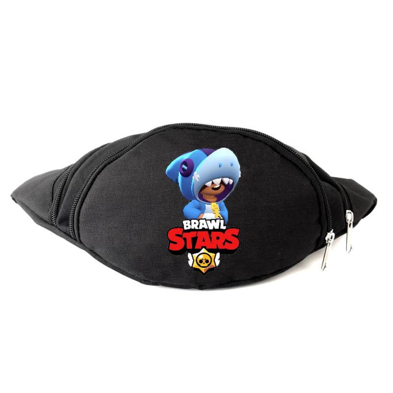 

Сумка Бананка на пояс Бравл Старс Brawl Stars Леон Акула(BS-3Shark) черная