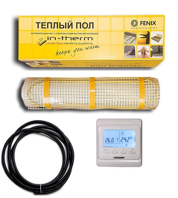 

Теплый пол двухжильный нагревательный мат In-Term 2.2 m² 460W (INT460W) в комплекте с программируемым терморегулятором(IT00190)