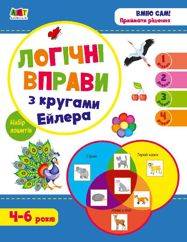 

Розвивальні зошити : Логічні вправи з кругами Ейлера. Рівень 1-4. Набір зошитів - Коваль Н. Н. (9789667505356)