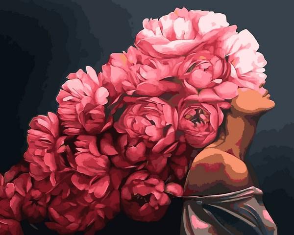 

Картина по номерам Mariposa Портрет с пионами Q2234