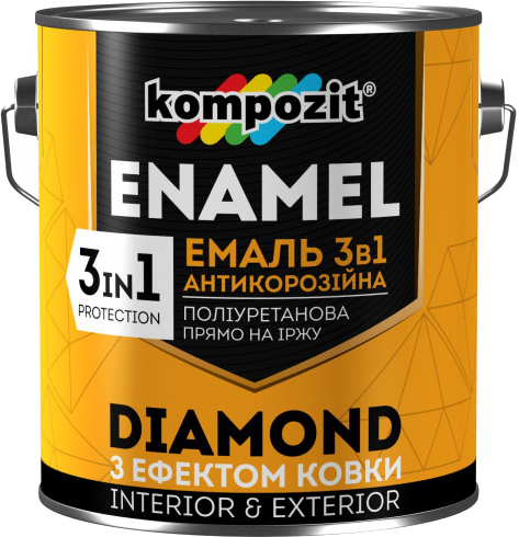

Эмаль антикоррозионная Kompozit 3 в 1 Diamond 2.5 л Графитная (4820085745193)