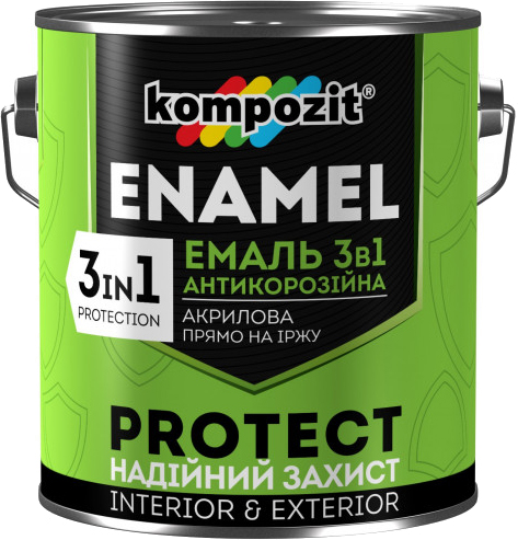 

Эмаль антикоррозионная Kompozit 3 в 1 Protect 0.75 л Серая (4820085742307)