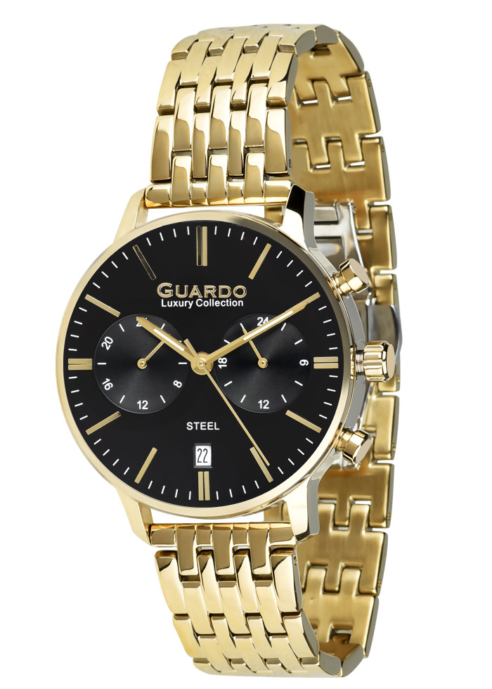 

Часы мужские Guardo S01476(1)-3 золотые