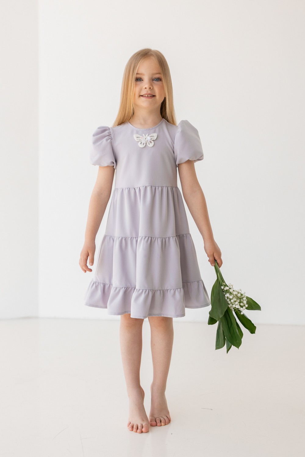 

Плаття бузкове святкове для дівчинки з воланами Diва 116 см (91012)