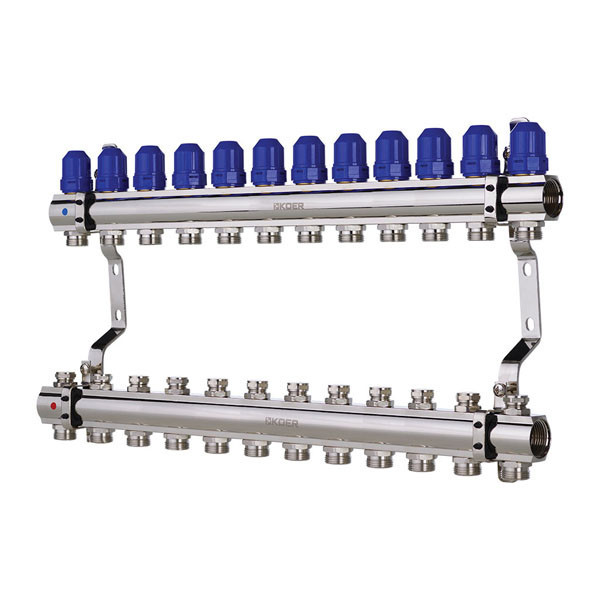 

Коллекторный блок с термостатическими клапанами KOER KR.1100-12 1”x12 WAYS (KR2638) (ST701640)