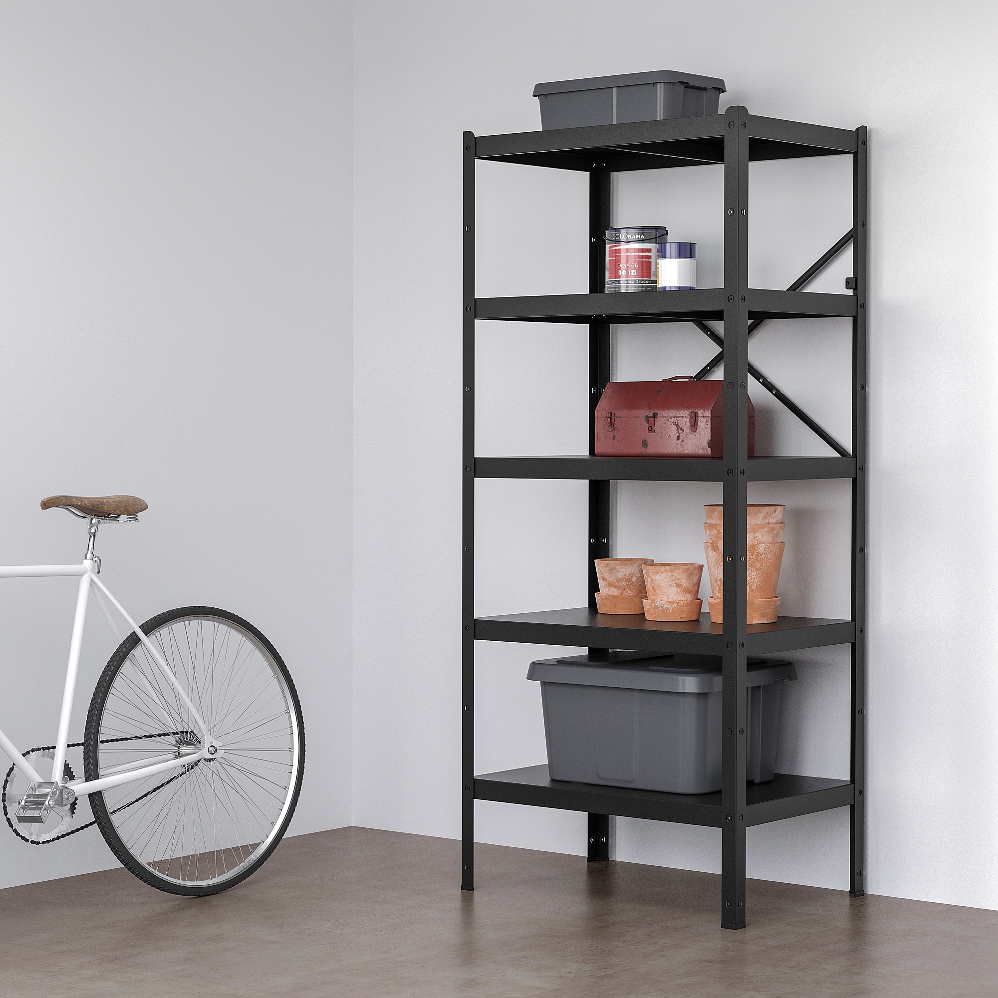 

Стеллаж IKEA БРУР черный 592.829.98