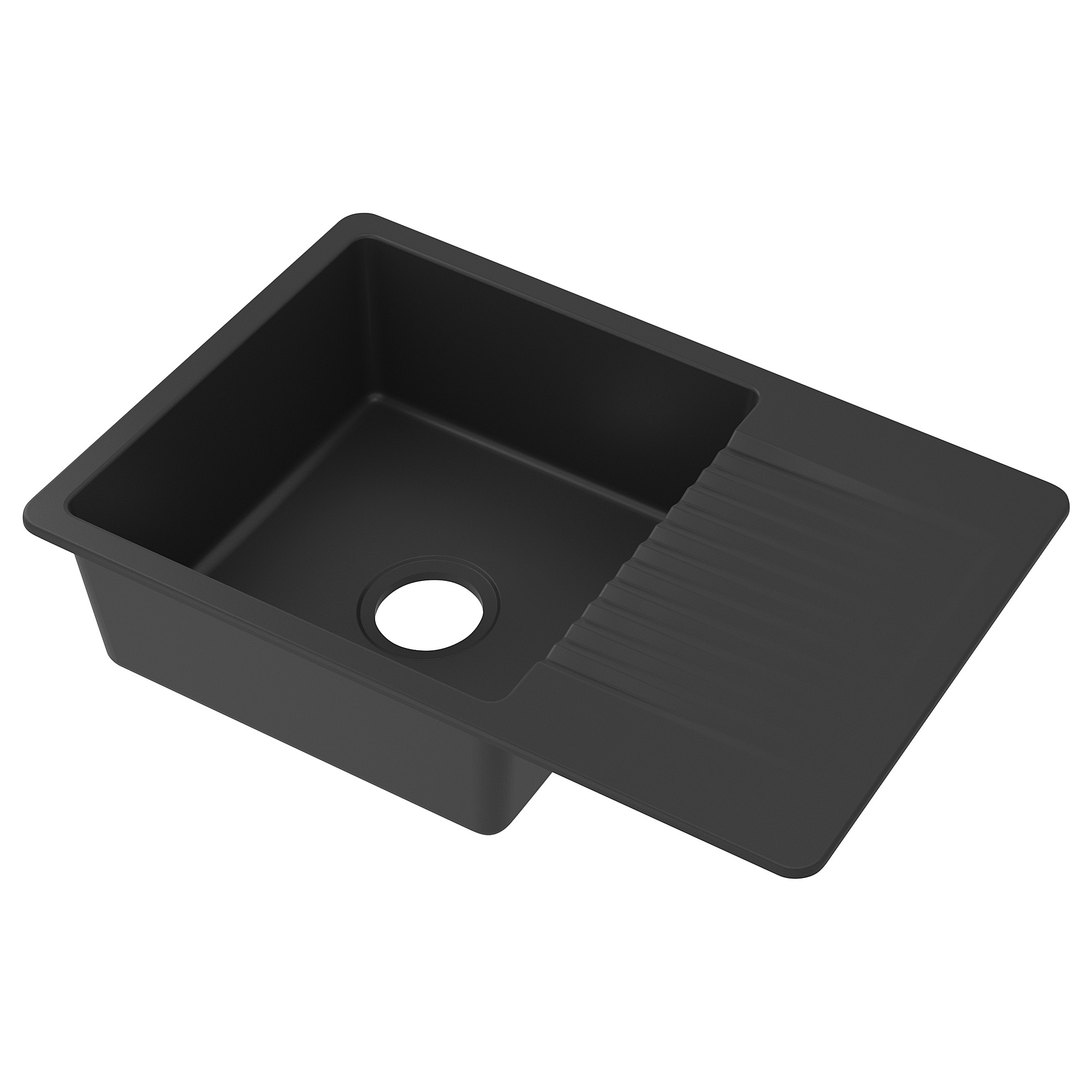 

Одинарная врезная мойка с крылом IKEA КИЛСВИКЕН черный кварцевый композит 704.611.06