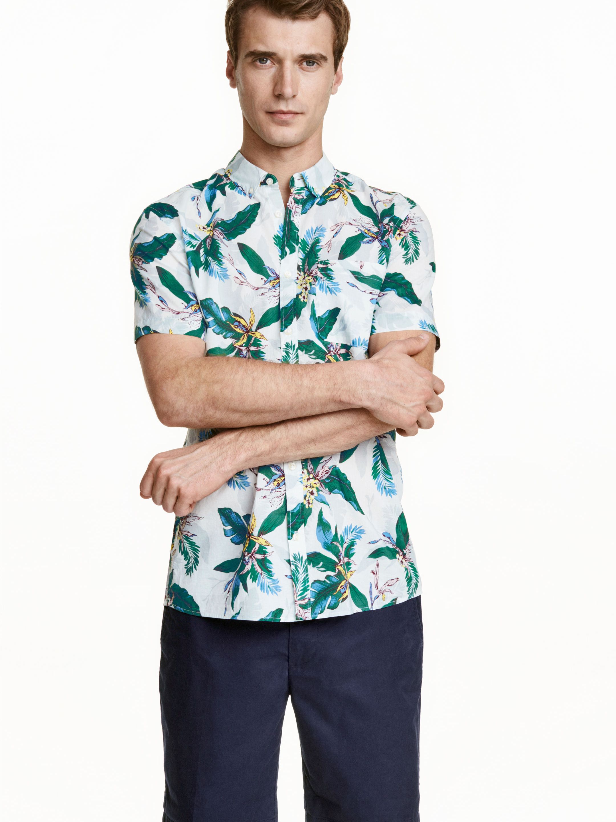 

Рубашка H&M 3444373-AAXY XL Белая в узоры