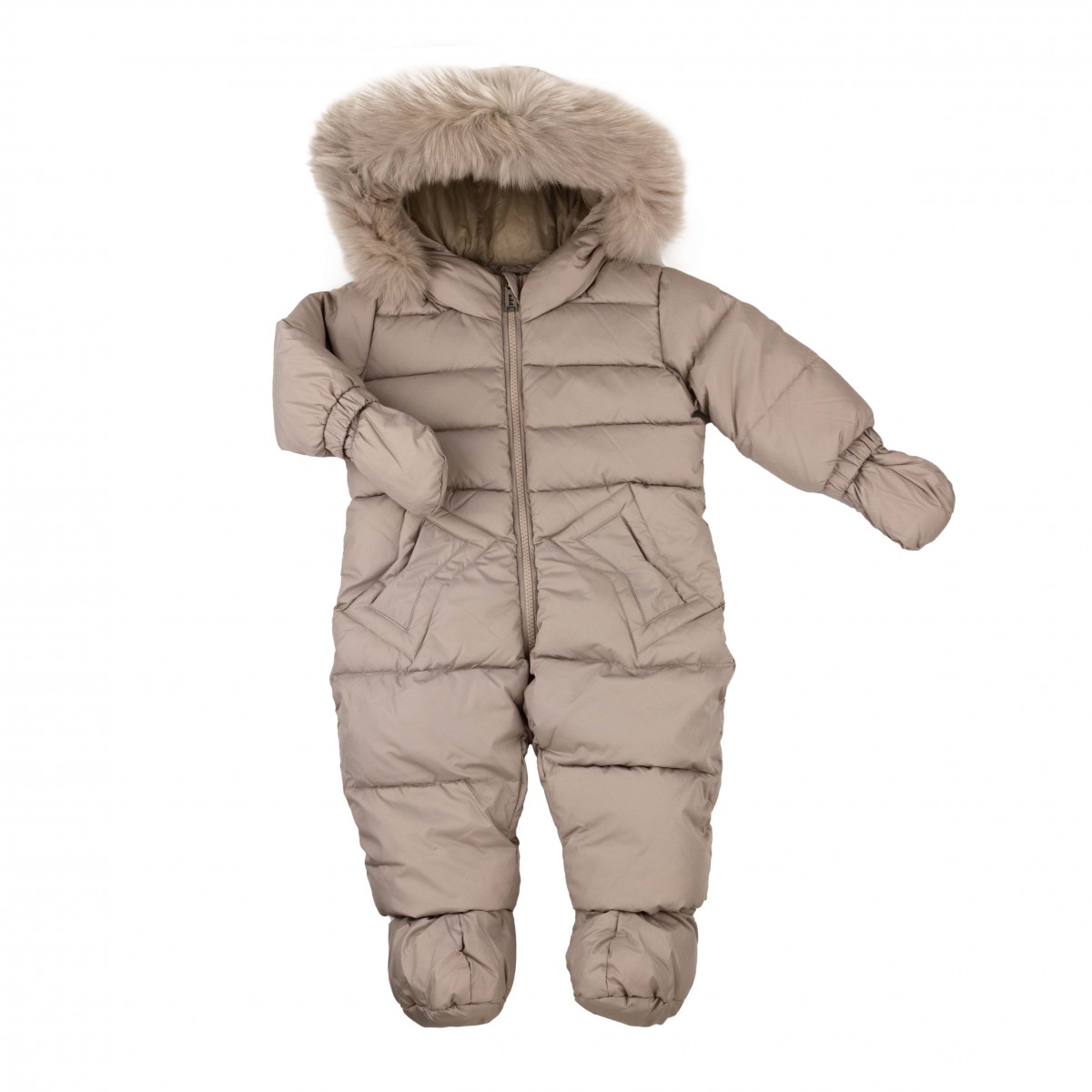 

Пуховой комбинезон с мехом ADD серый 74 см.