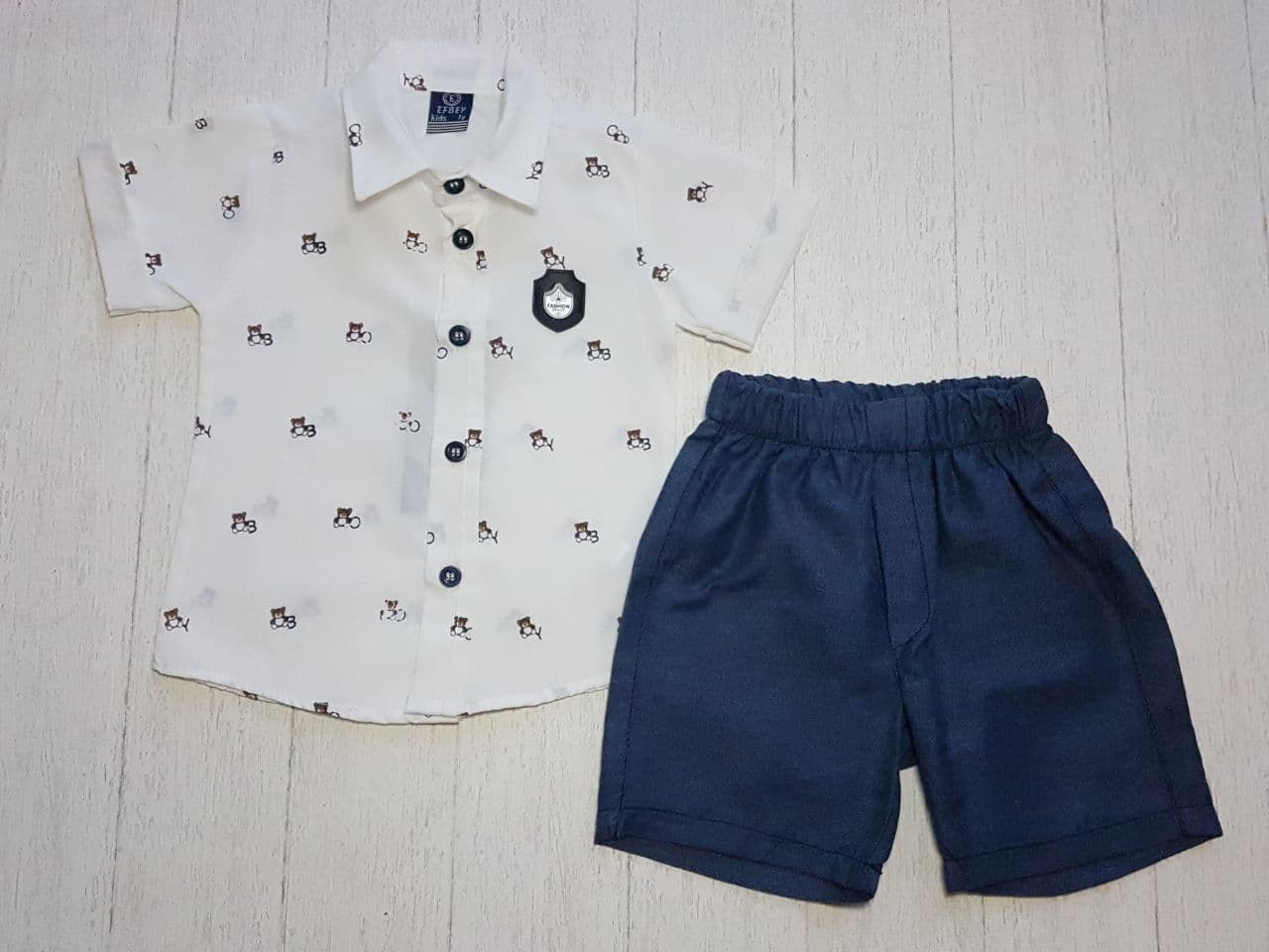 

Костюм (теніска + шорти) Efbey kids білий з синім 2317-92
