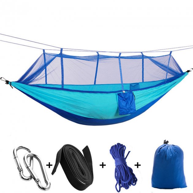 

Туристический гамак с москитной сеткой тканевый UKC Hammock Net синий