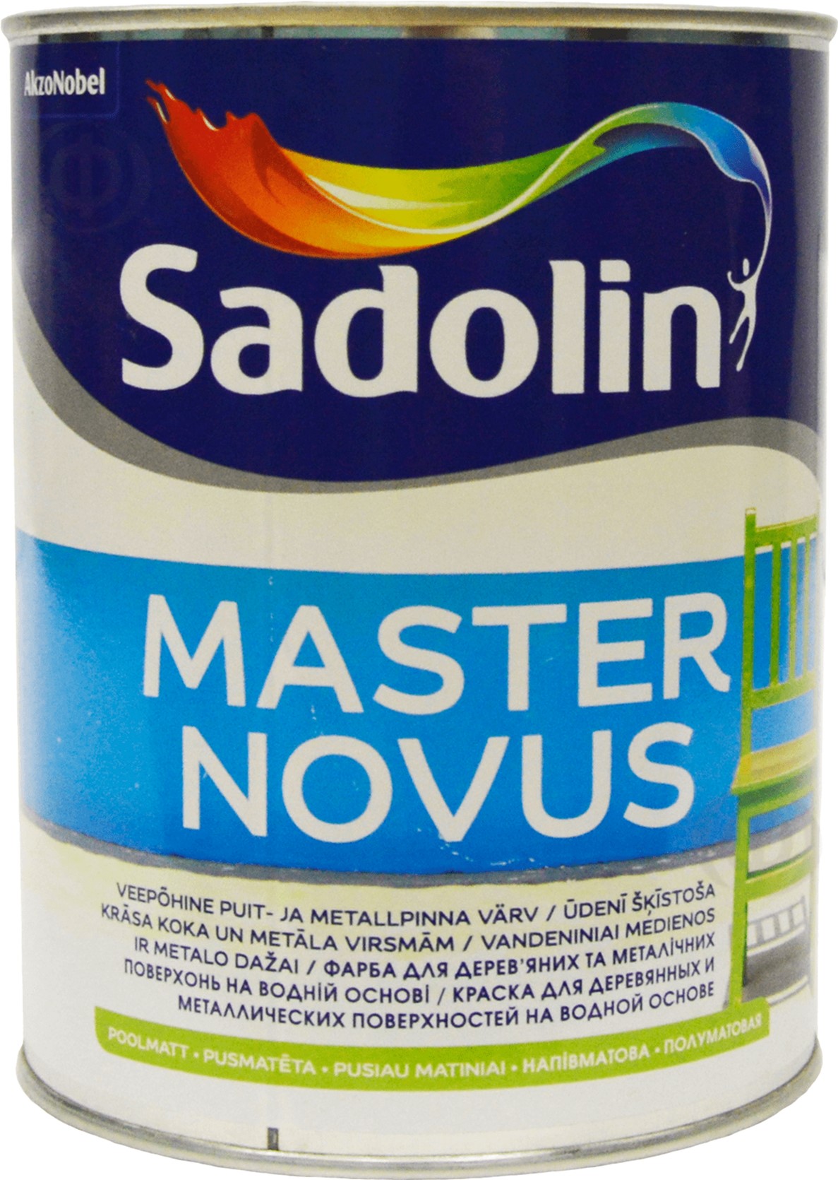 

Краска Sadolin Master Novus - полуматовая водная краска для дерева и металла, белая, BW, 1 л (5204639)