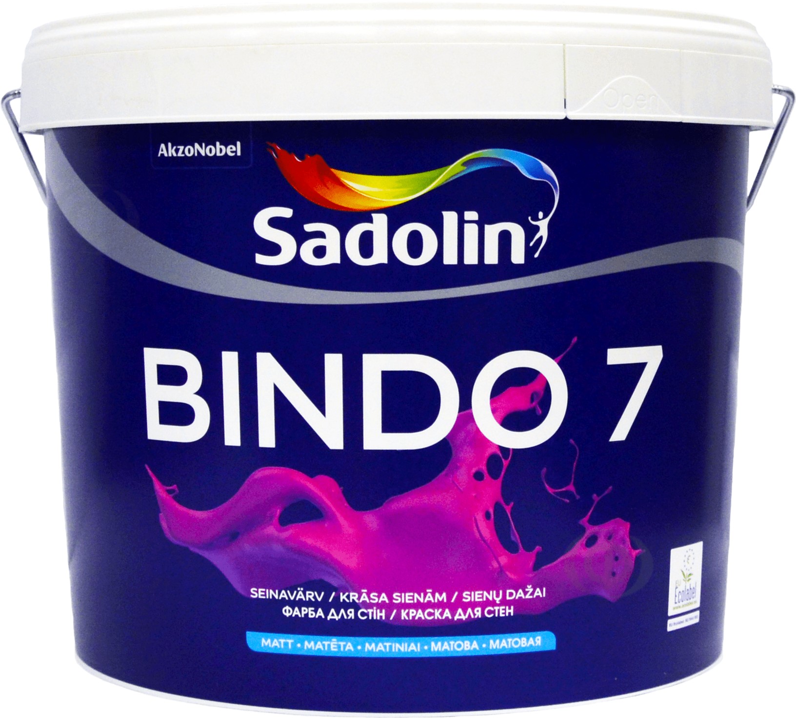 

Краска Sadolin Bindo 7 - матовая латексная краска для стен и потолка, бесцветная, BC, 9.3 л (5072650)