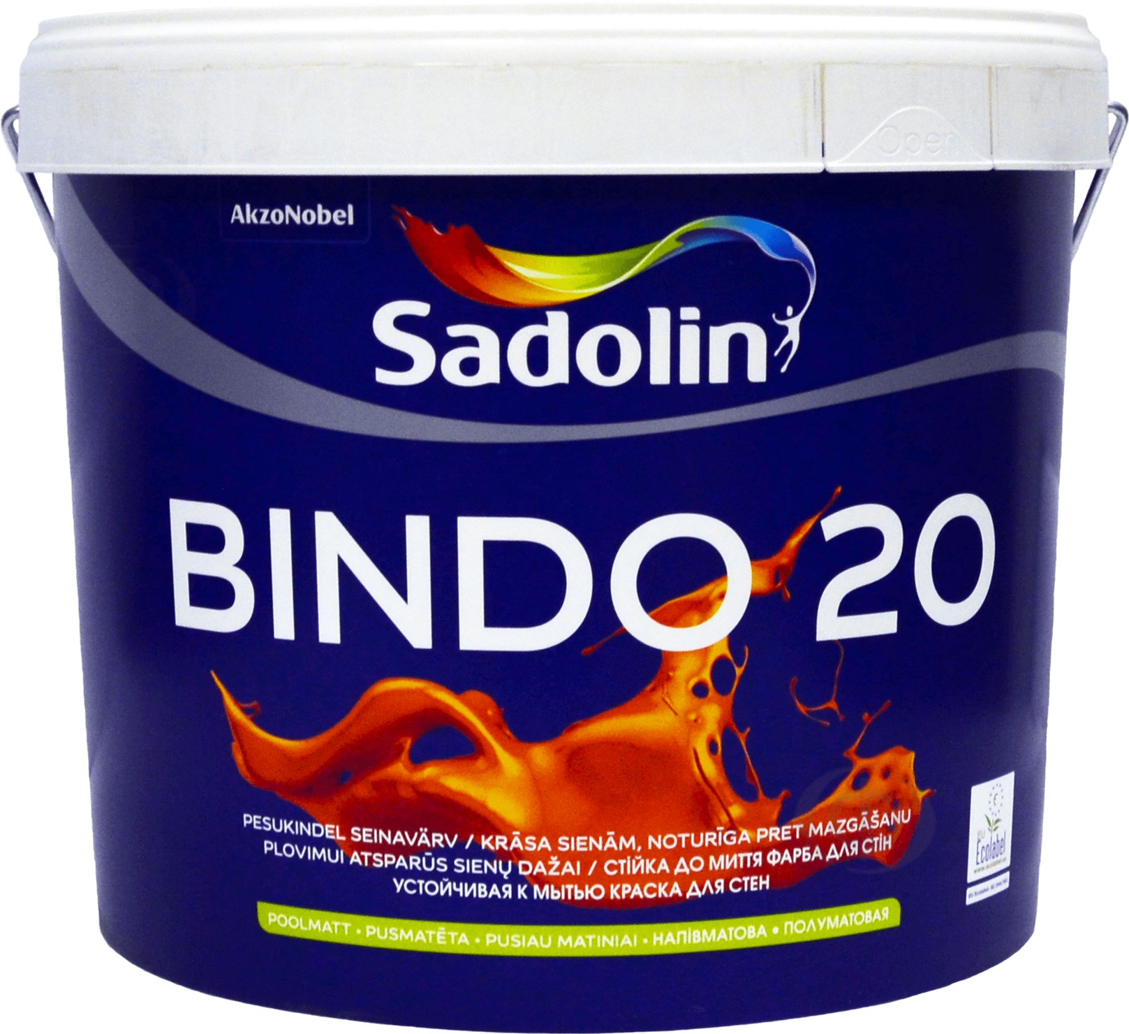 

Краска Sadolin Bindo 20 - полуматовая латексная краска для стен и потолка, белая, BW, 10 л (5072638)