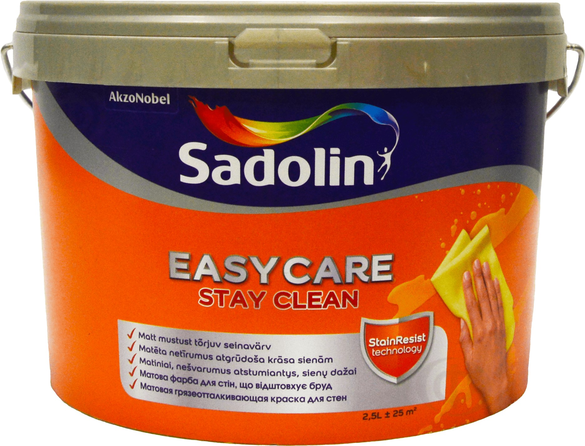 

Краска Sadolin EasyCare - матовая акриловая краска для стен и потолка, грязеотталкивающая, белая, BW, 2.5 л (5270867)