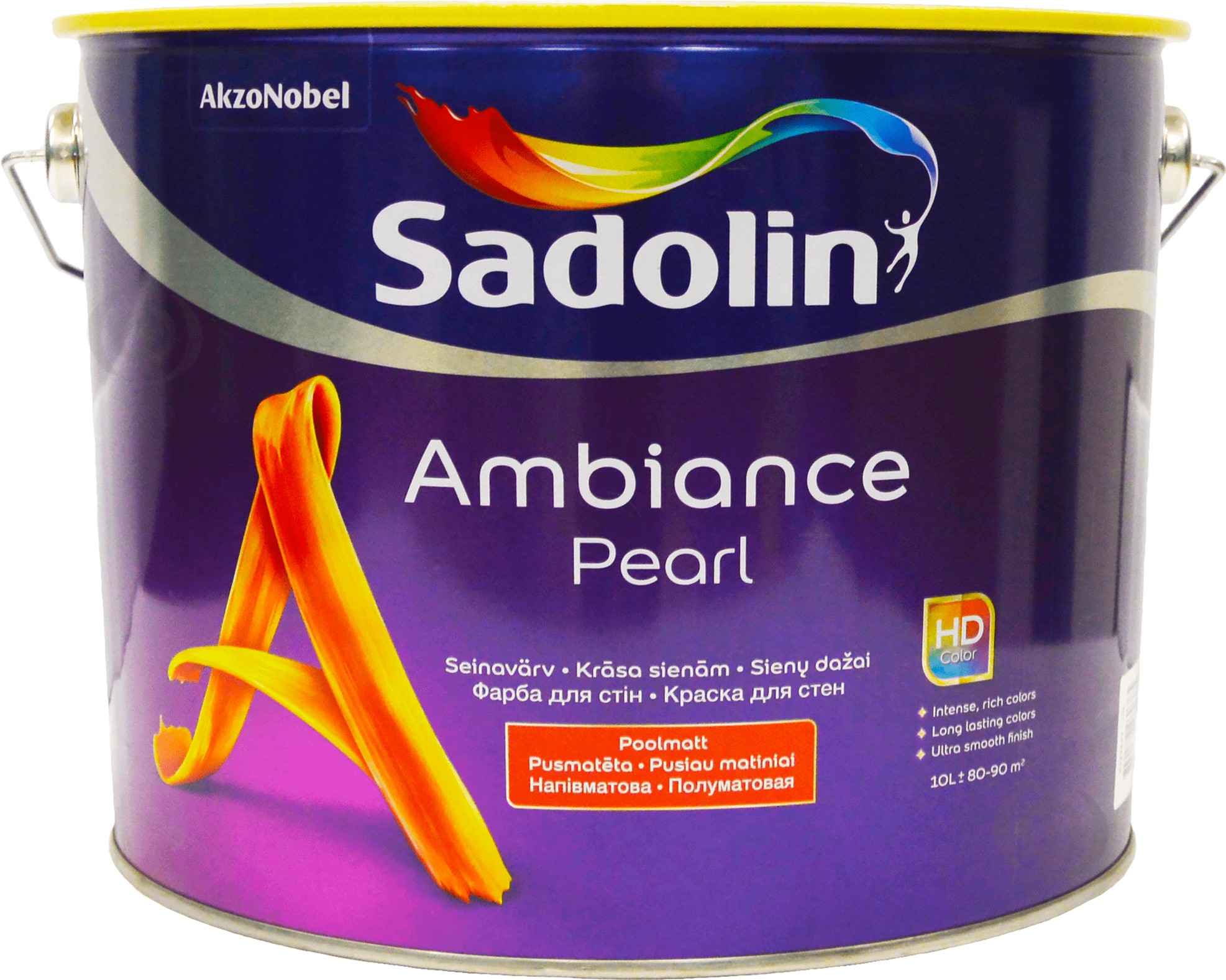 

Краска Sadolin Ambiance Pearl - полуматовая водная краска для стен и потолка, бесцветная, BC, 9.3 л (5329434)