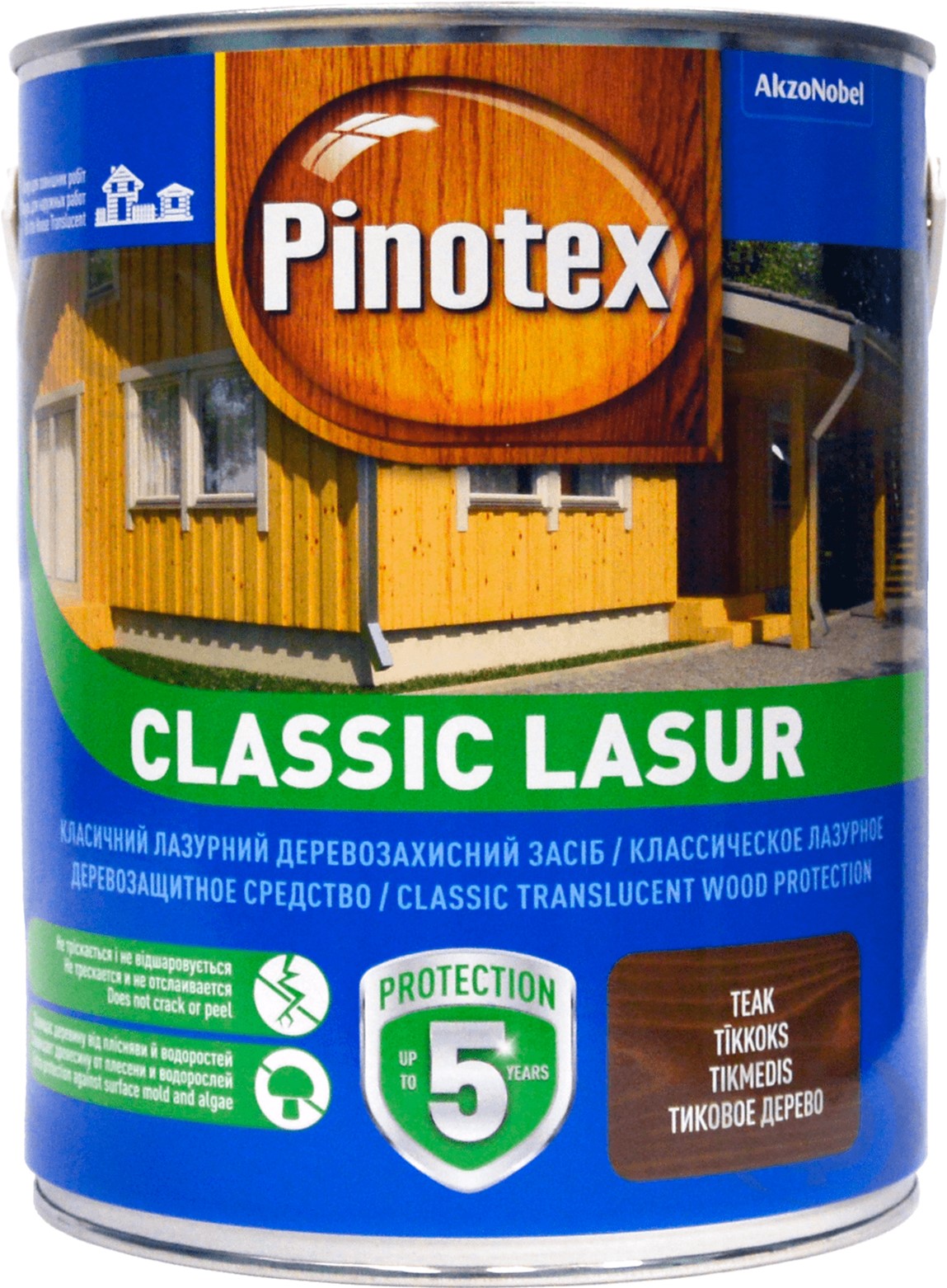 

Лазурь Pinotex Classic Lasur - матовая алкидная пропитка для дерева, лазурная, с декоративным эффектом, орех, 3 л (5308850)