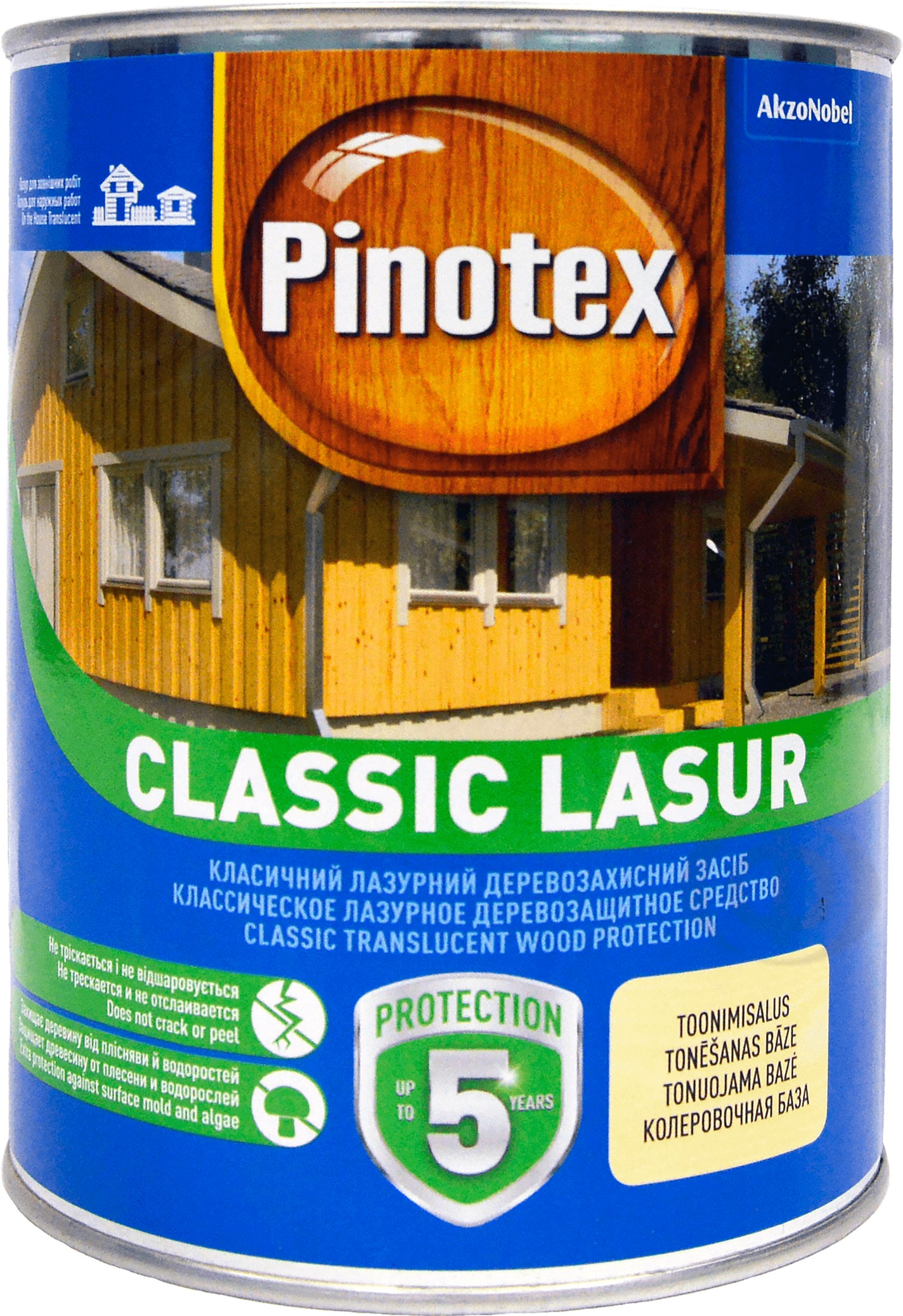 

Лазурь Pinotex Classic Lasur - матовая алкидная пропитка для дерева, лазурная, с декоративным эффектом, калужница, 1 л (5301521)