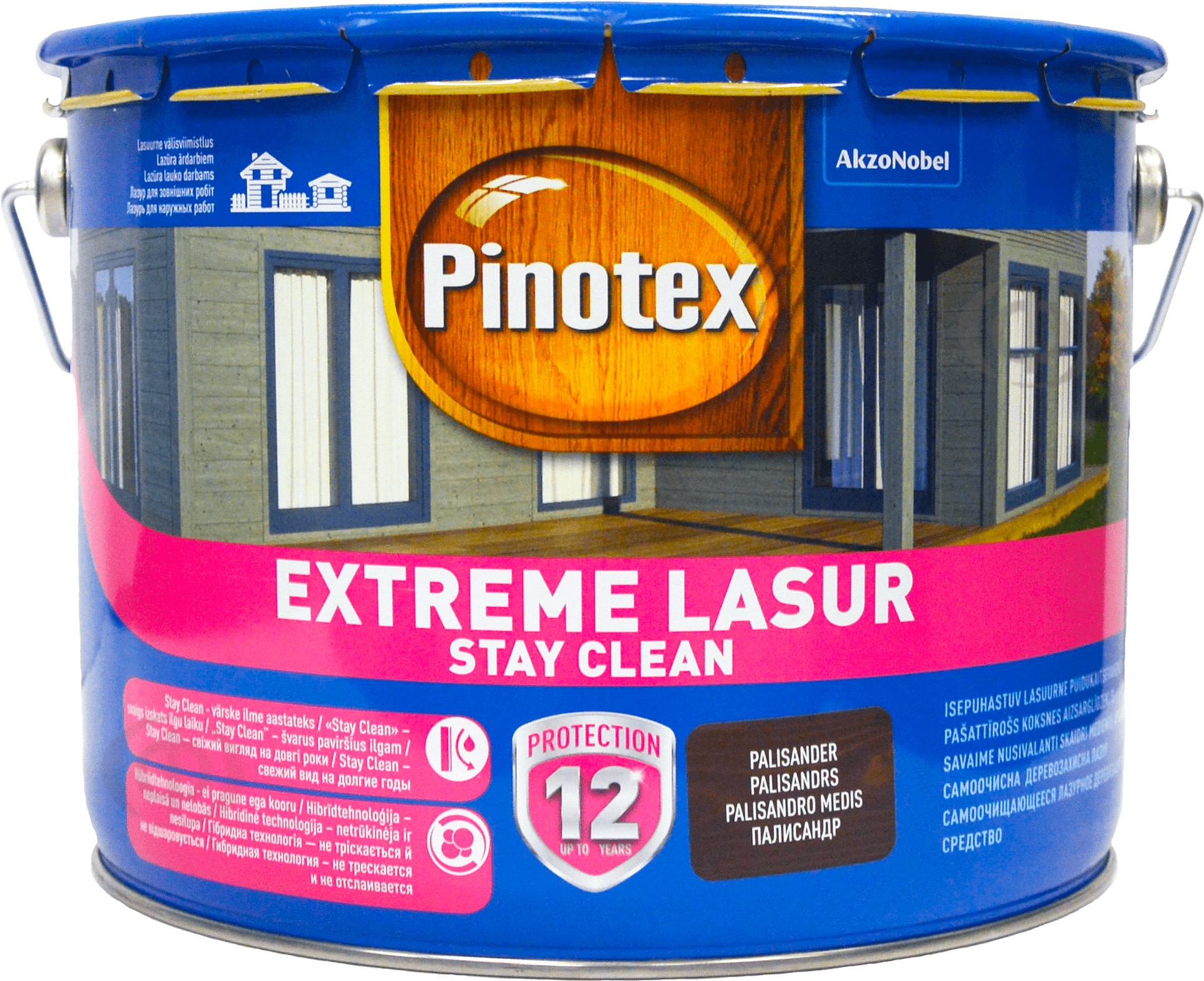 

Лазурь Pinotex Extreme Lasur - полуматовая водная пропитка для дерева, лазурная, самоочищающаяся, палисандр, 10 л (5308749)