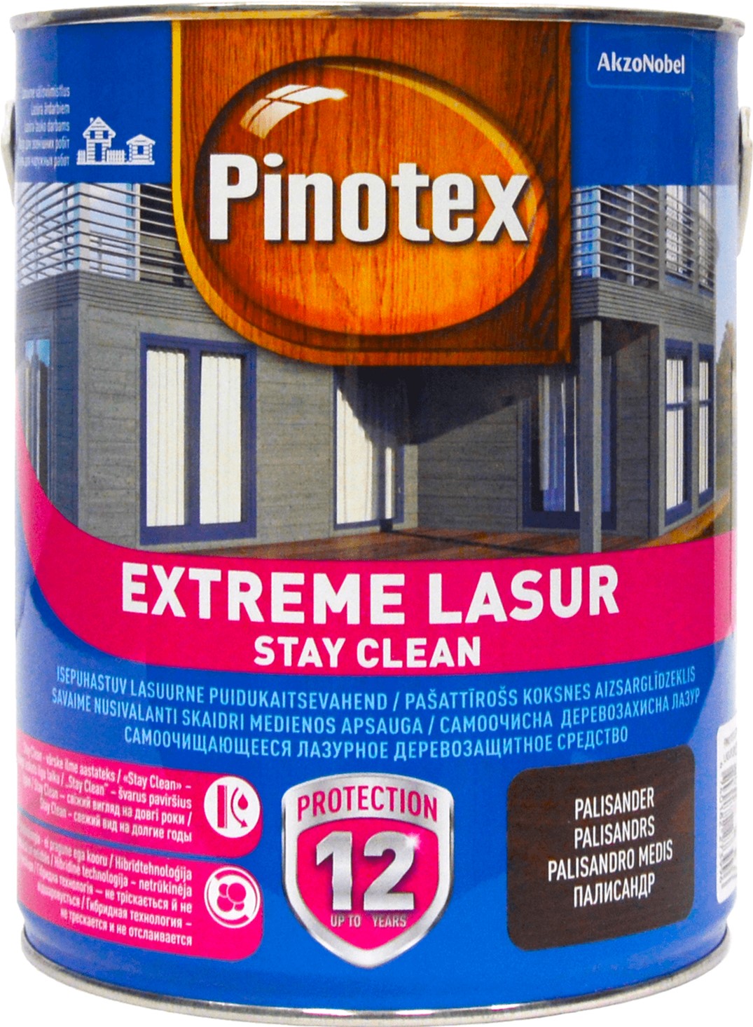 

Лазурь Pinotex Extreme Lasur - полуматовая водная пропитка для дерева, лазурная, самоочищающаяся, палисандр, 3 л (5309163)