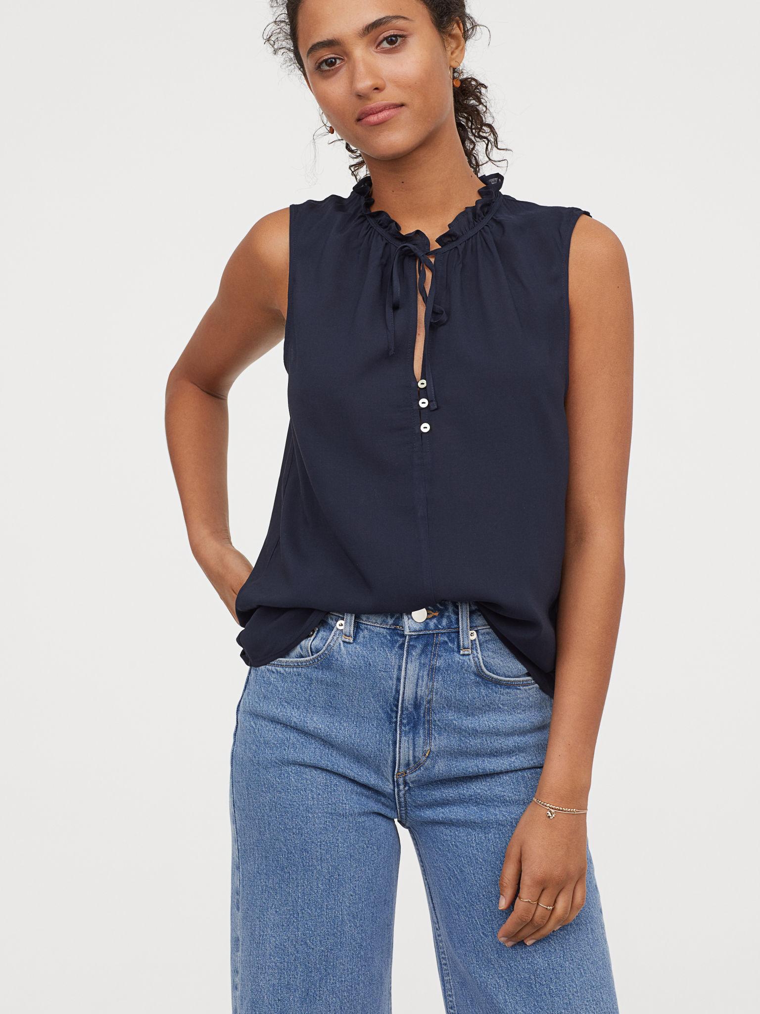 

Блузка H&M 6927459-AAQJ 38 Темно-синяя