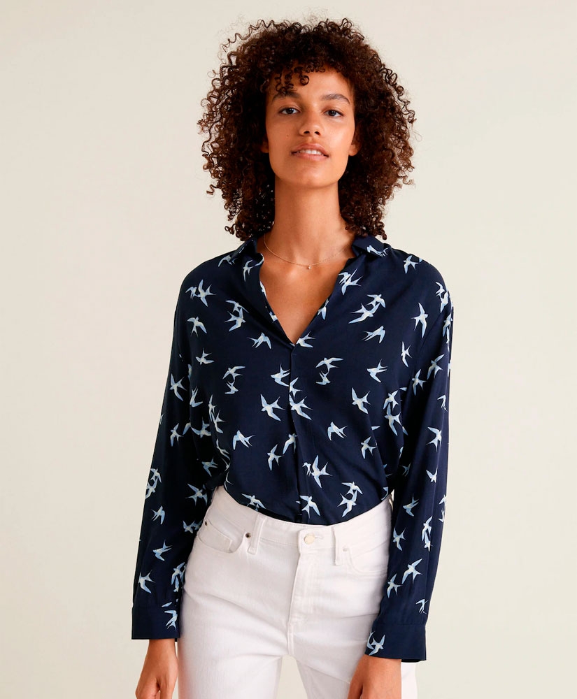 

Блуза MANGO MNG33043719 S Синiй